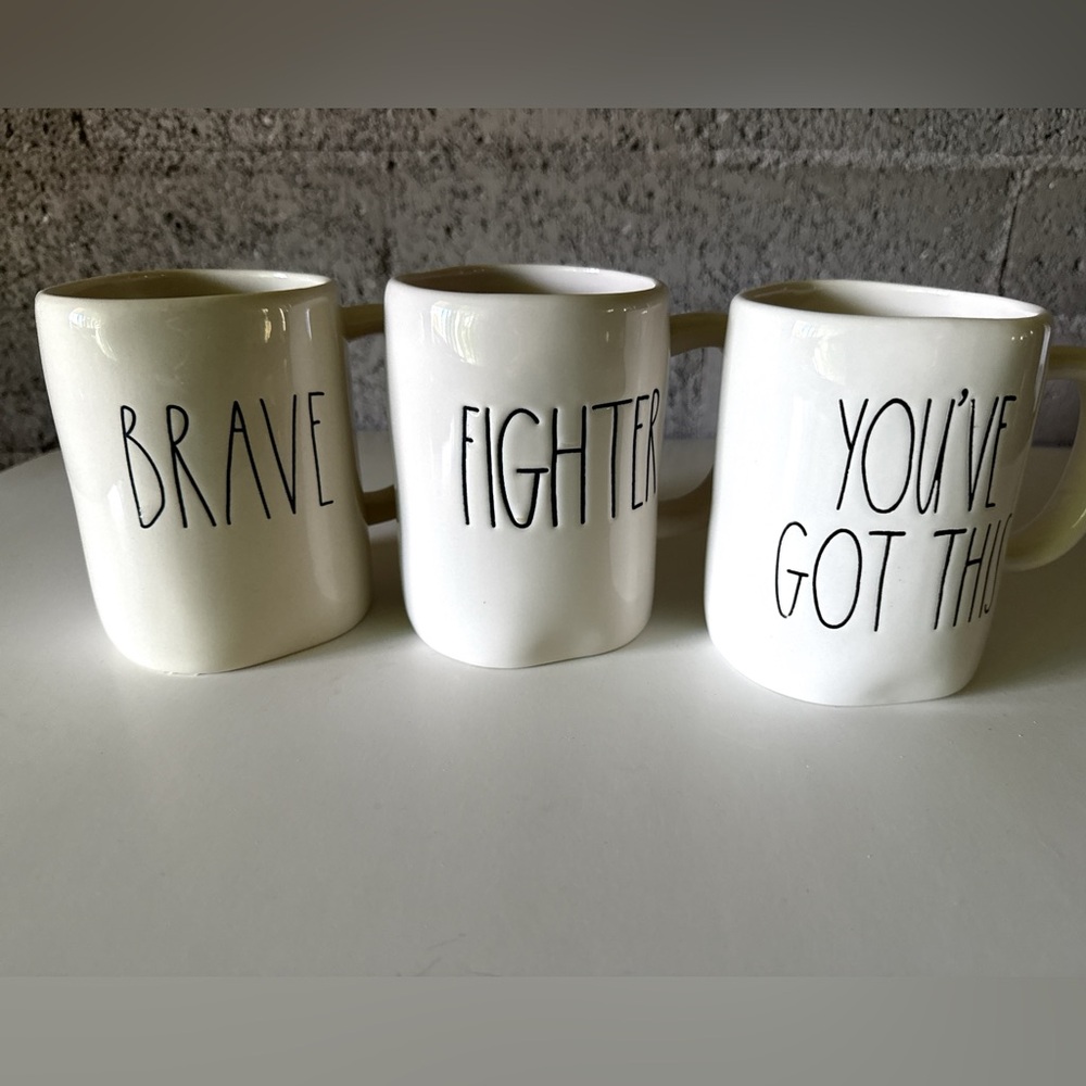 Rae Dunn “BRAVE” “FIGHTER” “YOU’VE GOT THIS” Mugs – Inspirational Coffee Set